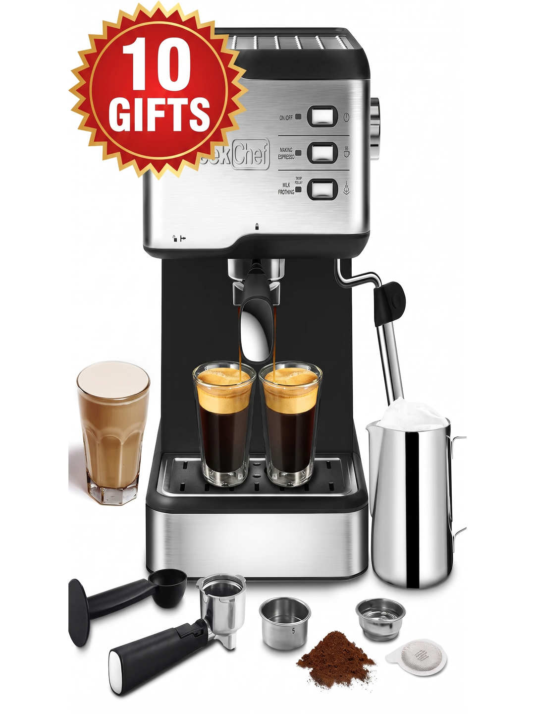 Geek Chef 20-Bar Espresso Machine with Milk Frother